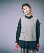 ヘリンボンウールシャギー　2wayベスト